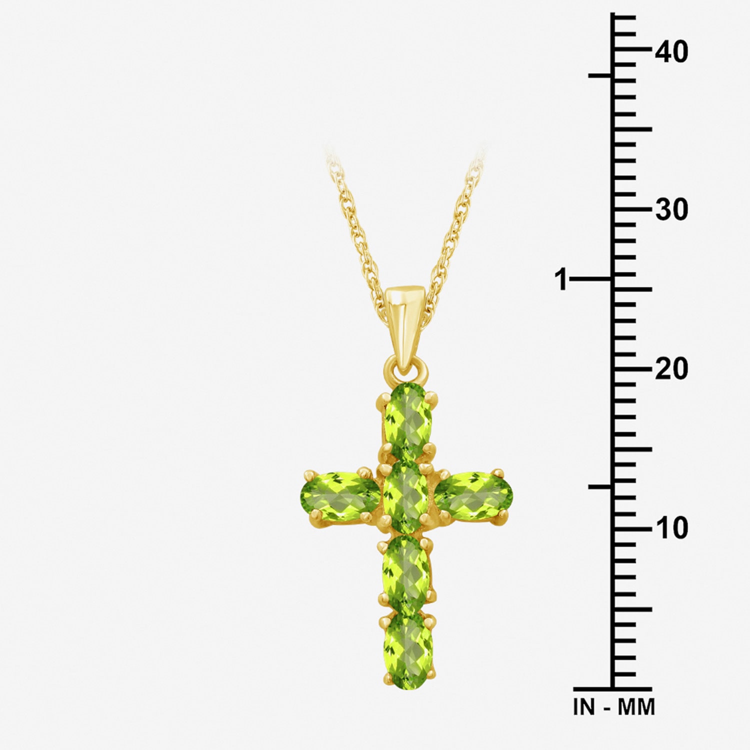 Womens Genuine Green Peridot 10K Gold Cross Pendant