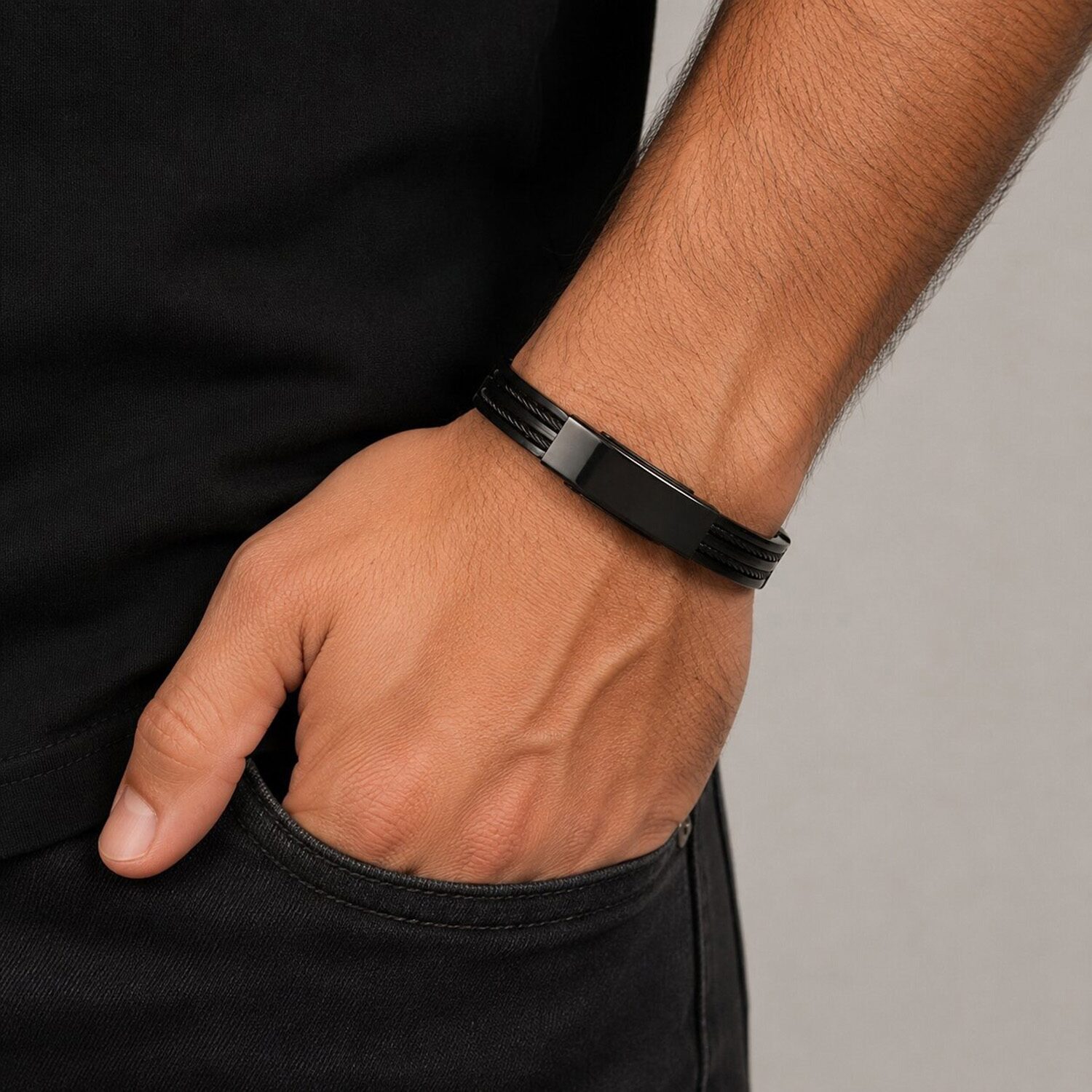 Mens Stainless Steel Solid Id Bracelet