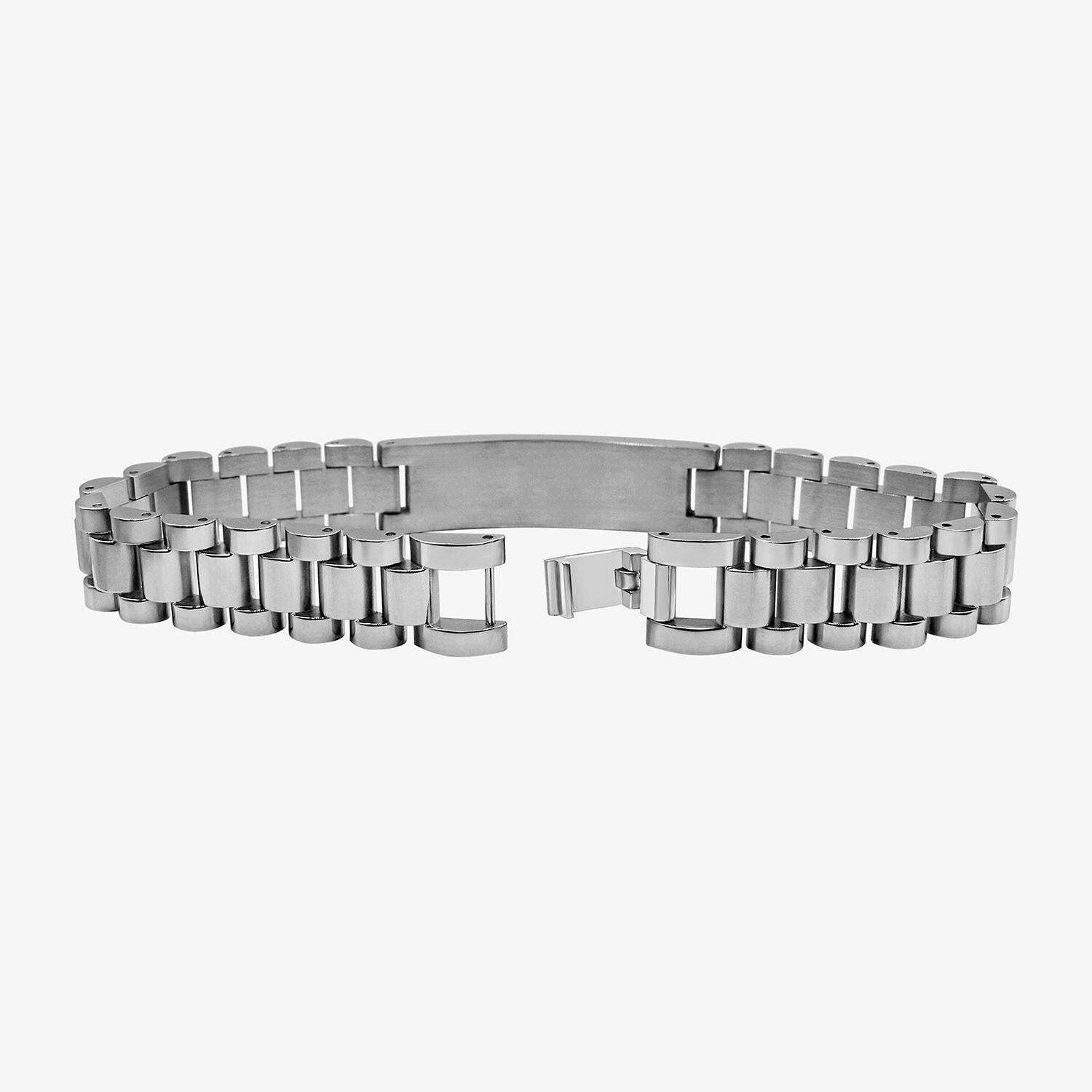 Mens Stainless Steel 8 1/2 Inch Solid Id Bracelet