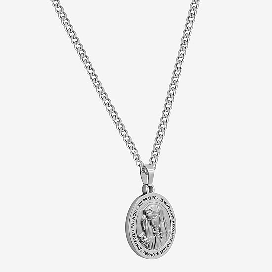 Mary Mens Stainless Steel 24 Inch Pendant Necklace