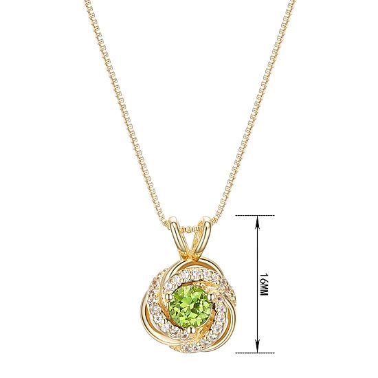 Womens Genuine Green Peridot 18K Gold Over Silver Round 18 Inch Pendant Necklace