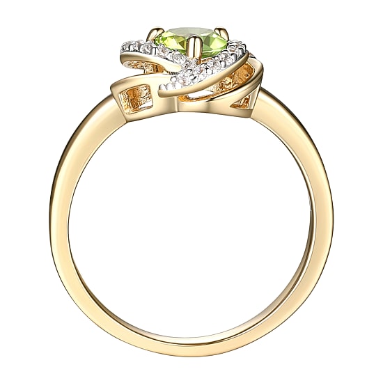 Womens Genuine Green Peridot 18K Gold Over Silver Knot Cocktail Ring