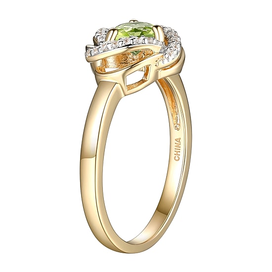 Womens Genuine Green Peridot 18K Gold Over Silver Knot Cocktail Ring