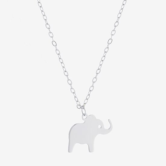 Silver Treasures Elephant Womens Sterling Silver 16 Inch Pendant Necklace