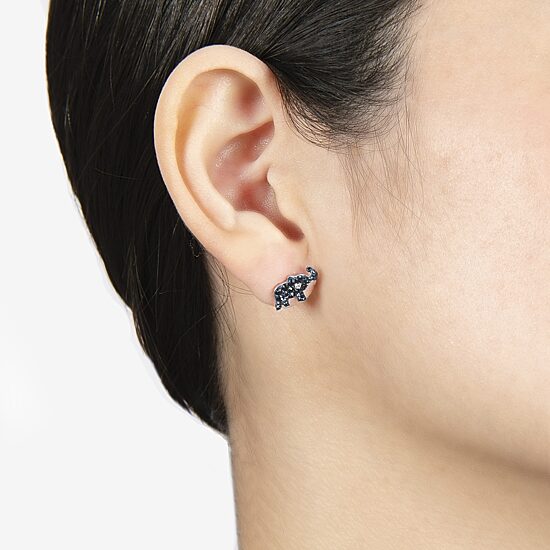 Silver Treasures Elephant Crystal Sterling Silver 7.8mm Stud Earrings