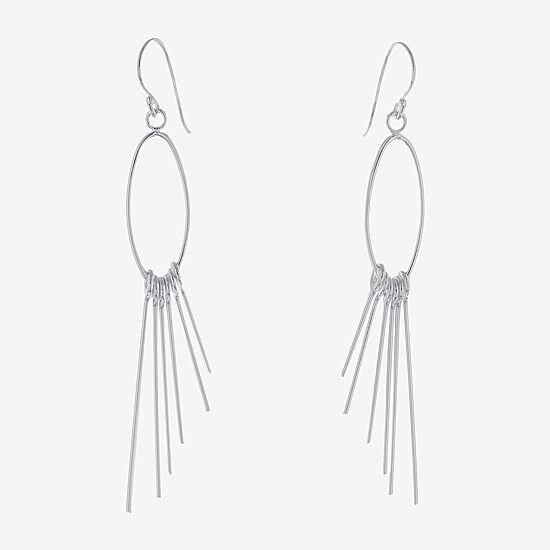 Silver Reflections Womens Pure Silver Over Brass Oval Drop Earrings