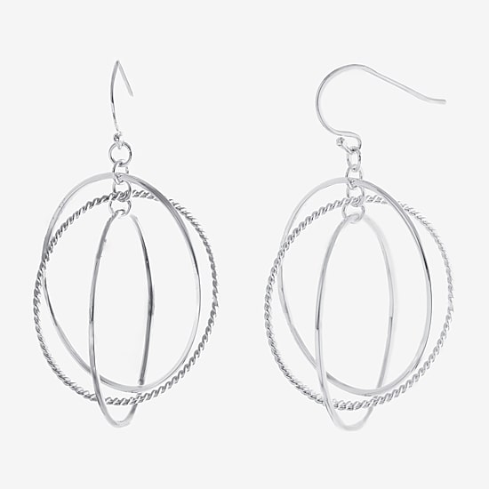 Silver Reflections Womens Pure Silver Over Brass Round Drop Earrings