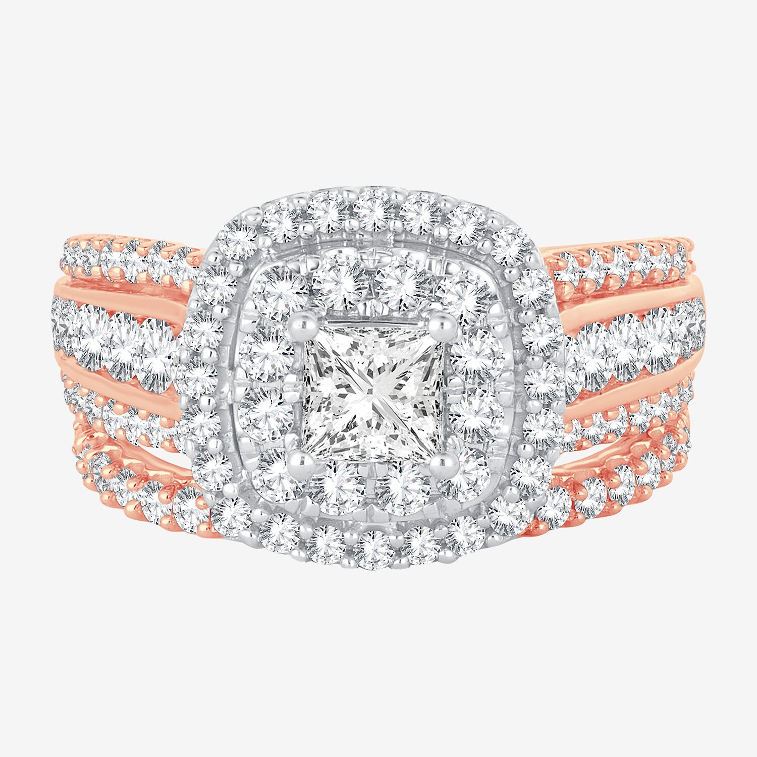 (H-I / SI1-SI2) Signature By Modern Bride Womens 2 CT. T.W. Lab Grown White Diamond 10K or 14K Gold Cushion Bridal Set
