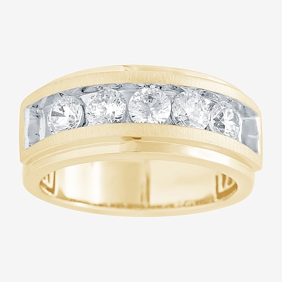 (H-I / I1) Mens 1 1/2 CT. T.W. Lab Grown White Diamond 10K Gold Wedding Band