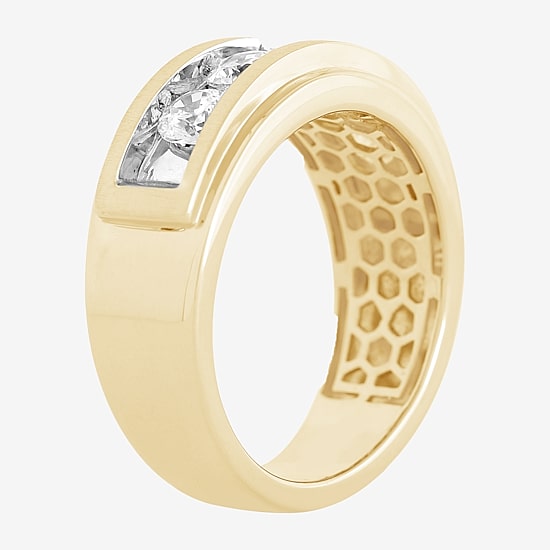 (H-I / I1) Mens 1 1/2 CT. T.W. Lab Grown White Diamond 10K Gold Wedding Band