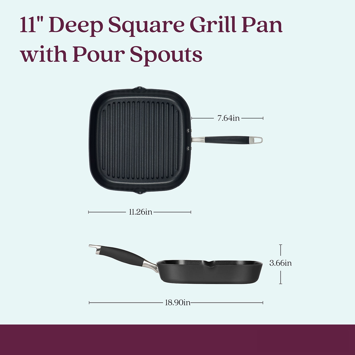 Anolon Advanced Home Hard Anodized 11" Square Grill Pan with Pour Spouts