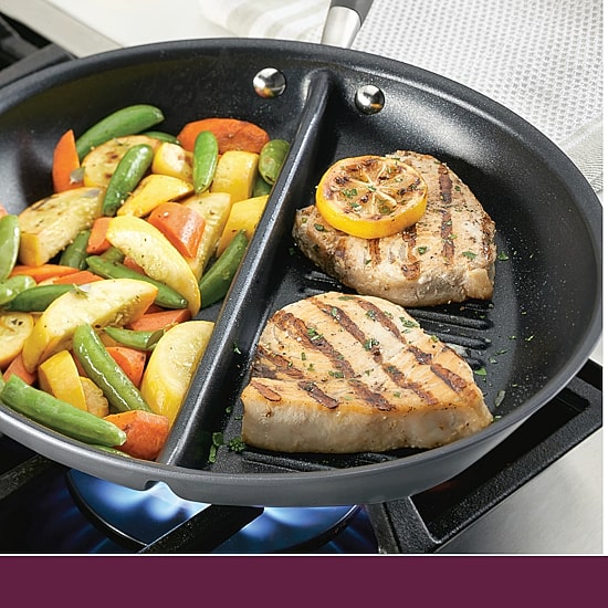 Anolon Advanced Home Hard Anodized 12.5" Divided Grill and Griddle Pan