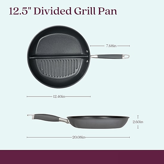 Anolon Advanced Home Hard Anodized 12.5" Divided Grill and Griddle Pan