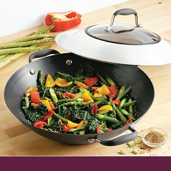 Anolon Advanced Home Hard Anodized 14" Wok with Lid and Side Handles