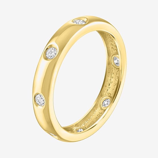 (G-H / Si2-I1) Womens 1/3 CT. T.W. Lab Grown White Diamond 10K Gold Delicate Wedding Band