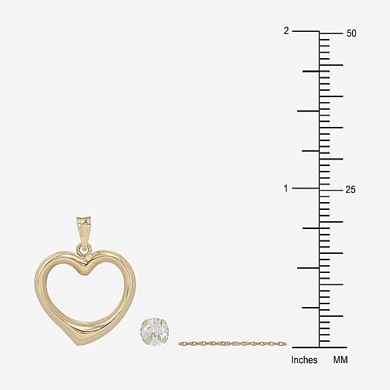 Womens Cubic Zirconia 10K Gold Heart 2-pc. Jewelry Set