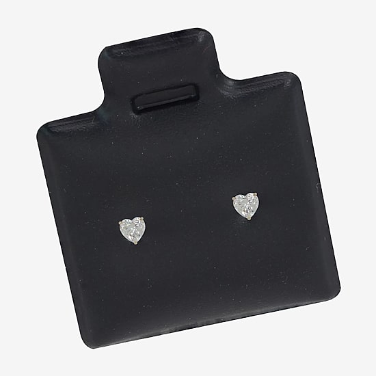 Cubic Zirconia 14K Gold 5mm Heart Stud Earrings
