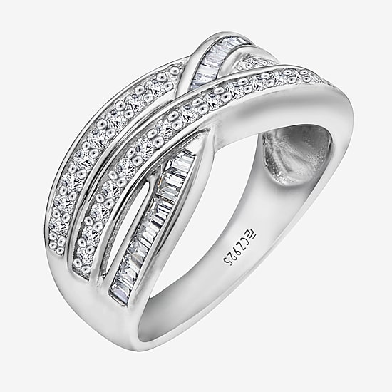 DiamonArt® Cubic Zirconia Sterling Silver Crossover Ring