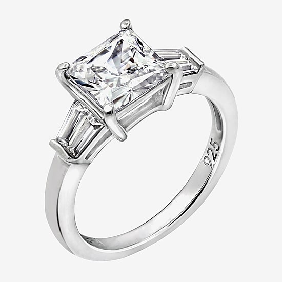 DiamonArt® Cubic Zirconia Sterling Silver 3-Stone Ring