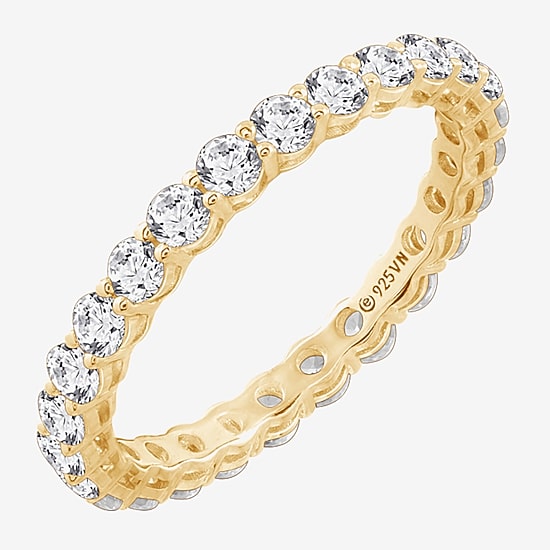 Cubic Zirconia Sterling Silver Round Band