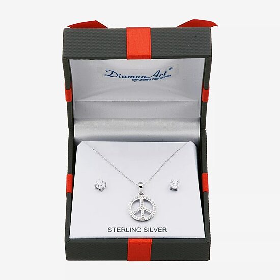 DiamonArt® White Cubic Zirconia Sterling Silver 2-pc. Jewelry Set