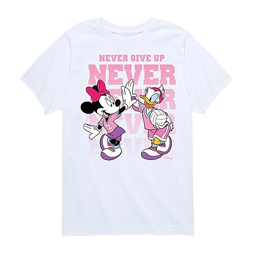 Disney Collection Little & Big Kid Girls Crew Neck Short Sleeve Regular Fit Mickey and Friends Minnie Mouse Graphic T-Shirt, X-large, White