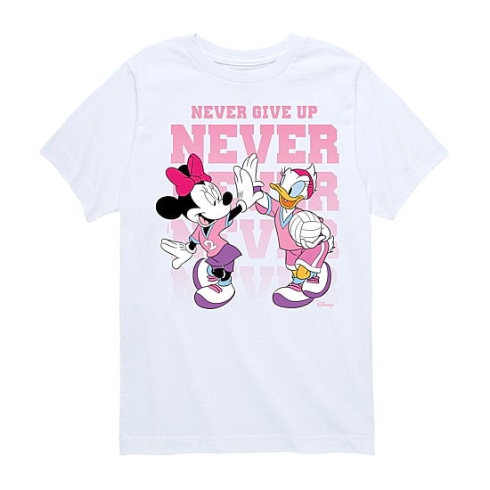 Disney Collection Little & Big Kid Girls Crew Neck Short Sleeve Regular Fit Mickey and Friends Minnie Mouse Graphic T-Shirt