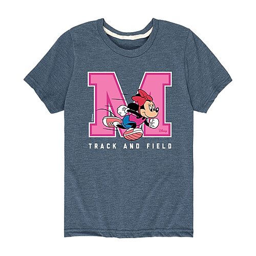 Disney Collection Little & Big Kid Girls Crew Neck Short Sleeve Regular Fit Mickey and Friends Minnie Mouse Graphic T-Shirt, X-large, Blue