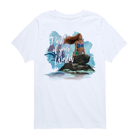 Disney Collection Little & Big Kid Girls Crew Neck Short Sleeve Regular Fit Ariel Princess The Little Mermaid Graphic T-Shirt