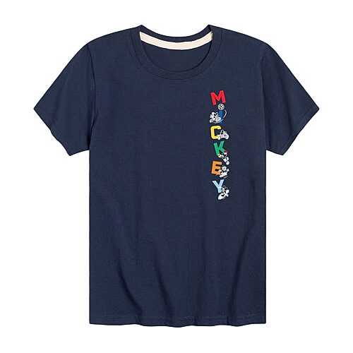 Disney Collection Little & Big Kid Boys Crew Neck Short Sleeve Regular Fit Mickey Mouse Graphic T-Shirt, X-large, Blue