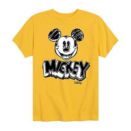 Disney Collection Little & Big Kid Boys Crew Neck Short Sleeve Regular Fit Mickey Mouse Graphic T-Shirt, X-large, Yellow