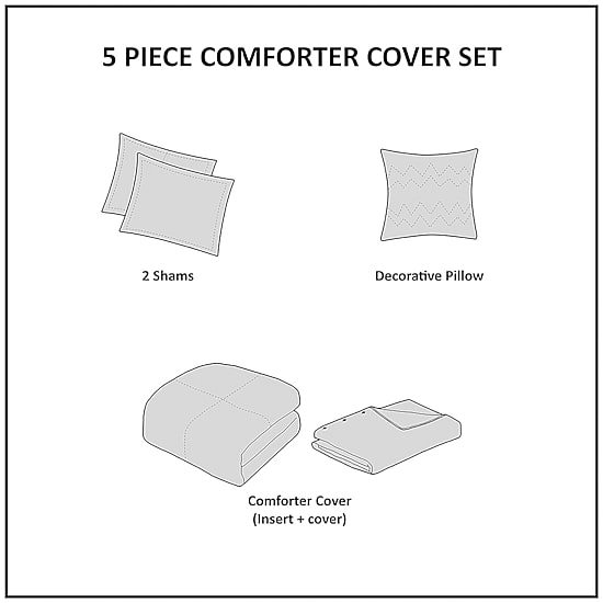 Madison Park Blakely 5 Piece Organic Cotton Oversized Comforter Set with Removable Insert