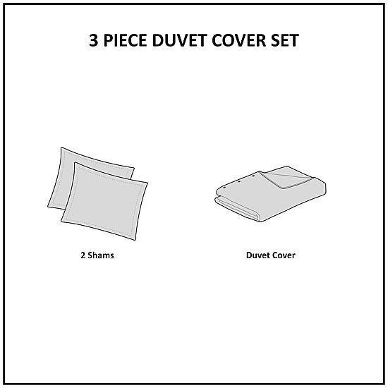 Madison Park Blakely 3 Piece Organic Cotton Oversized Duvet Cover Set