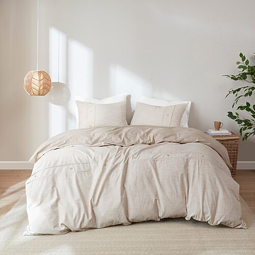 LCN12-0107 60 Percent Organic Cotton 40 Percent Cotton Duvet Set, Indigo - Full & Queen Size - 3 Piece