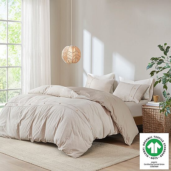 Madison Park Blakely 3 Piece Organic Cotton Oversized Duvet Cover Set