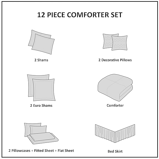 Madison Park Anouk 12-pc. Jacquard Complete Bedding Set with 100% Cotton Sheets