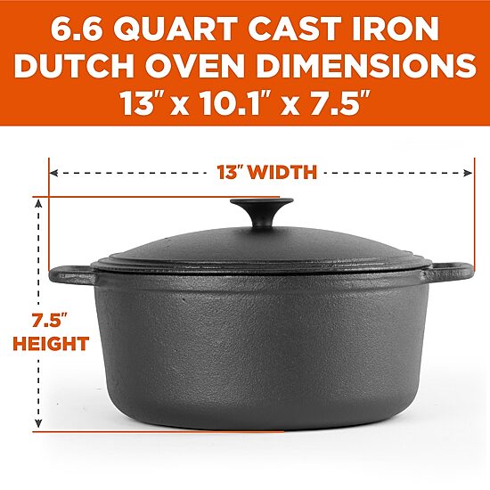 Commercial Chef 6 1/2 Qt Cast Iron Dutch Oven