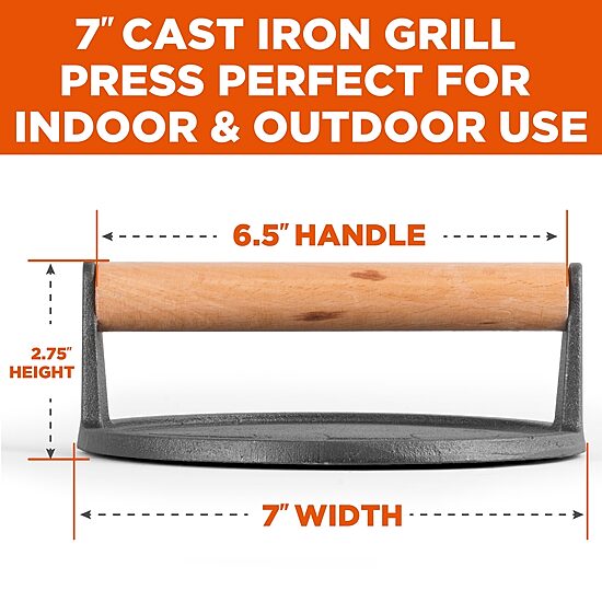 Commercial Chef 7” Round Grill Press