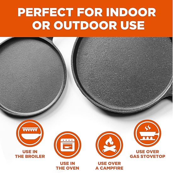 Commercial Chef 3-Piece Cast Iron Griddle