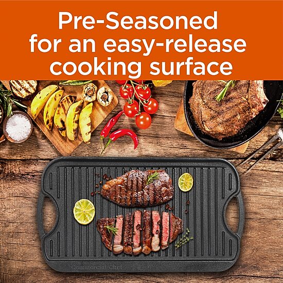 Commercial Chef Reversible Grill Cast Iron Grill Pan