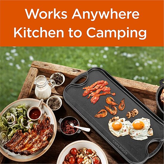 Commercial Chef Reversible Grill Cast Iron Grill Pan