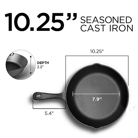 Commercial Chef 10 1/4 Inch Cast Iron Skillet