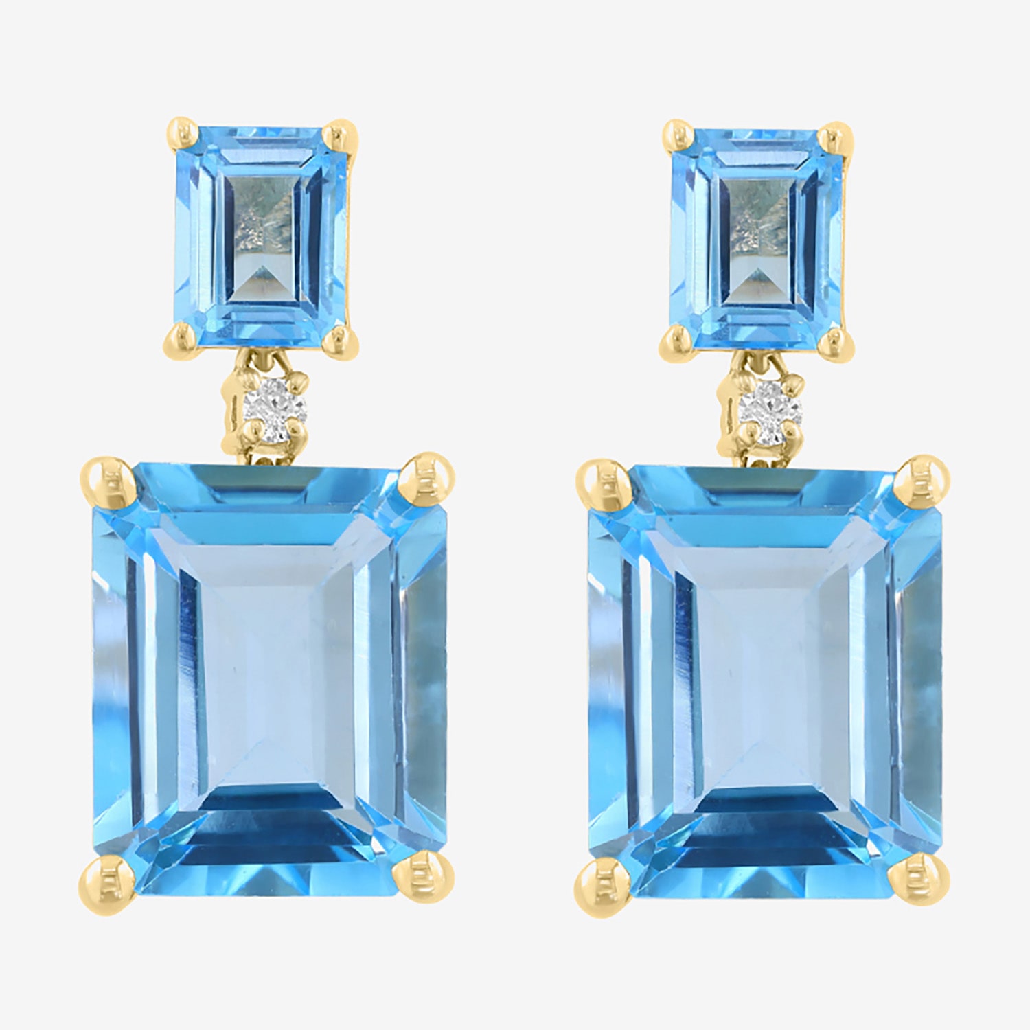 Effy Final Call Limited Quantities! Womens Diamond Accent Genuine Blue Topaz 14K Gold Drop Earrings