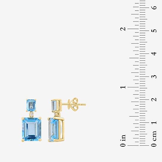 Effy Final Call Limited Quantities! Womens Diamond Accent Genuine Blue Topaz 14K Gold Drop Earrings