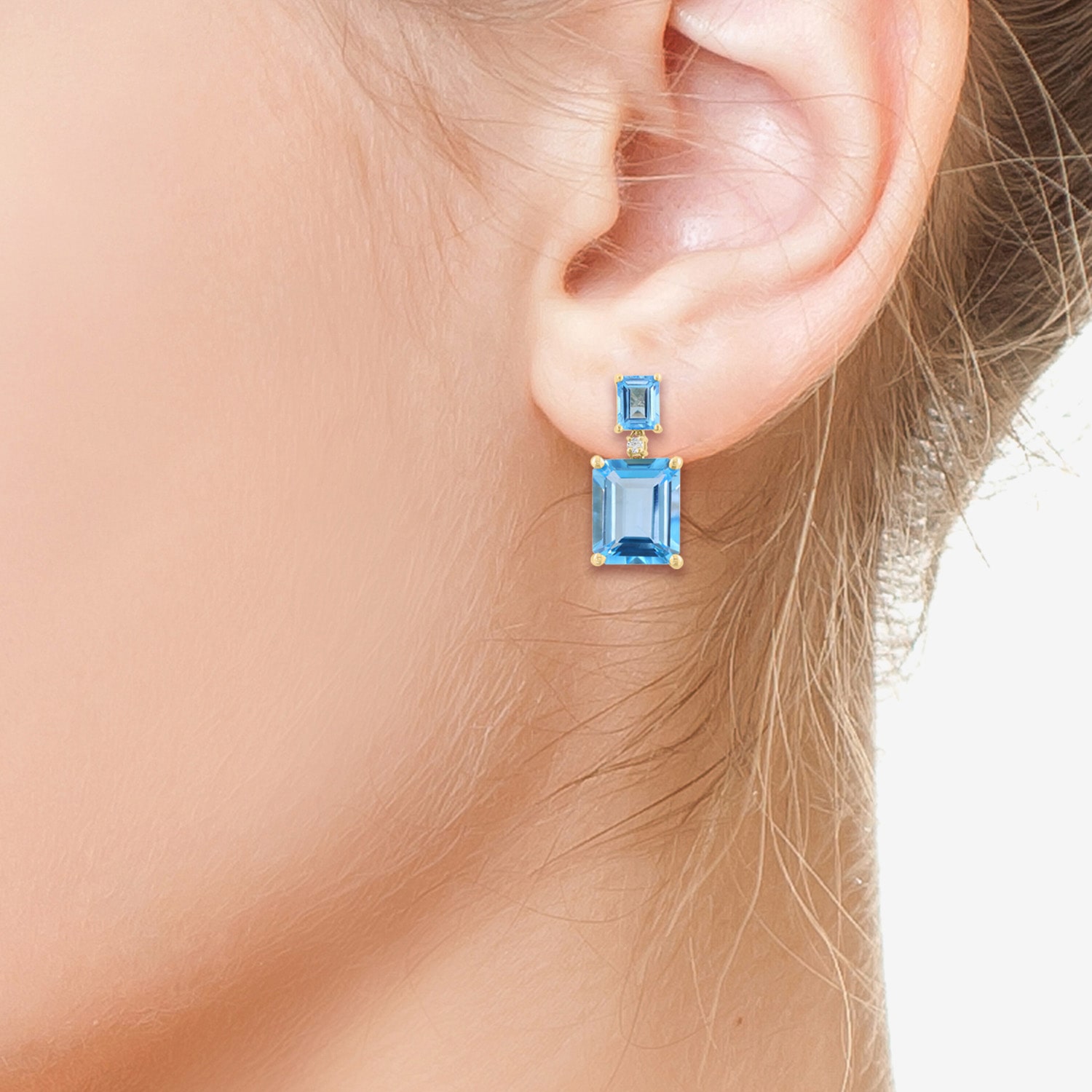 Effy Final Call Limited Quantities! Womens Diamond Accent Genuine Blue Topaz 14K Gold Drop Earrings
