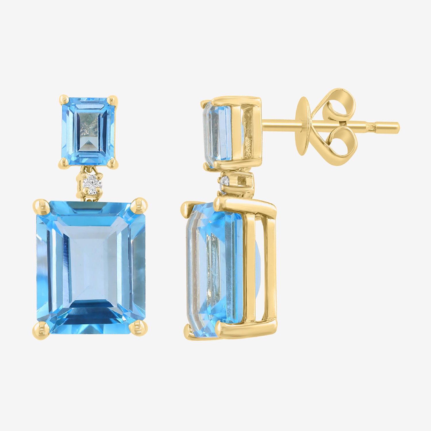 Effy Final Call Limited Quantities! Womens Diamond Accent Genuine Blue Topaz 14K Gold Drop Earrings