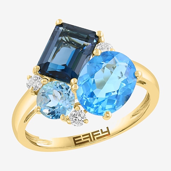 Effy Final Call Limited Quantities! Womens 1/8 CT. T.W. Genuine Blue Topaz 14K Gold Cocktail Ring