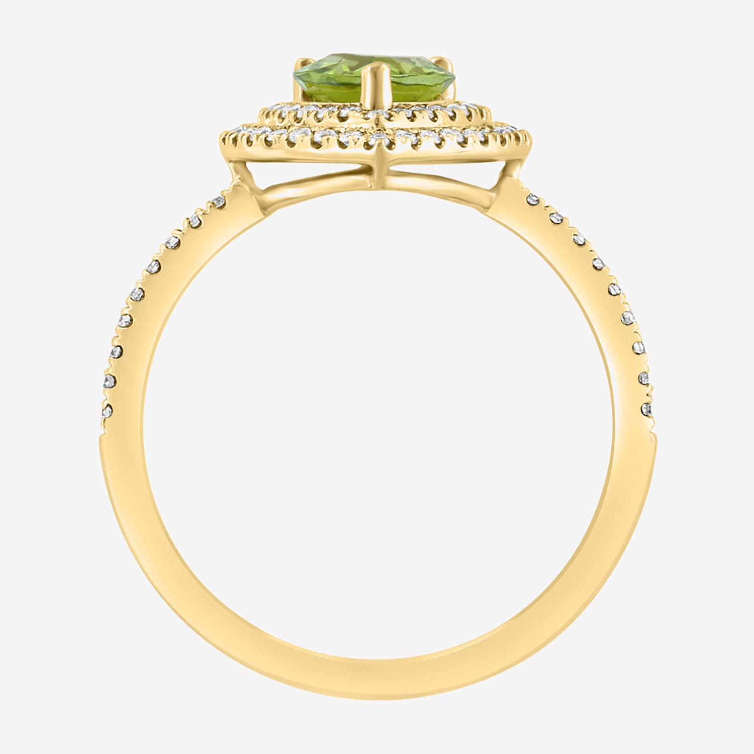 Effy Final Call Limited Quantities! Womens 7/8 CT. T.W. Genuine Green Peridot 14K Gold Pear Side Stone Cocktail Ring