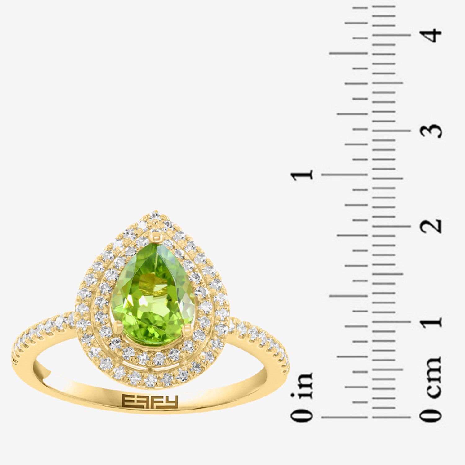 Effy Final Call Limited Quantities! Womens 7/8 CT. T.W. Genuine Green Peridot 14K Gold Pear Side Stone Cocktail Ring