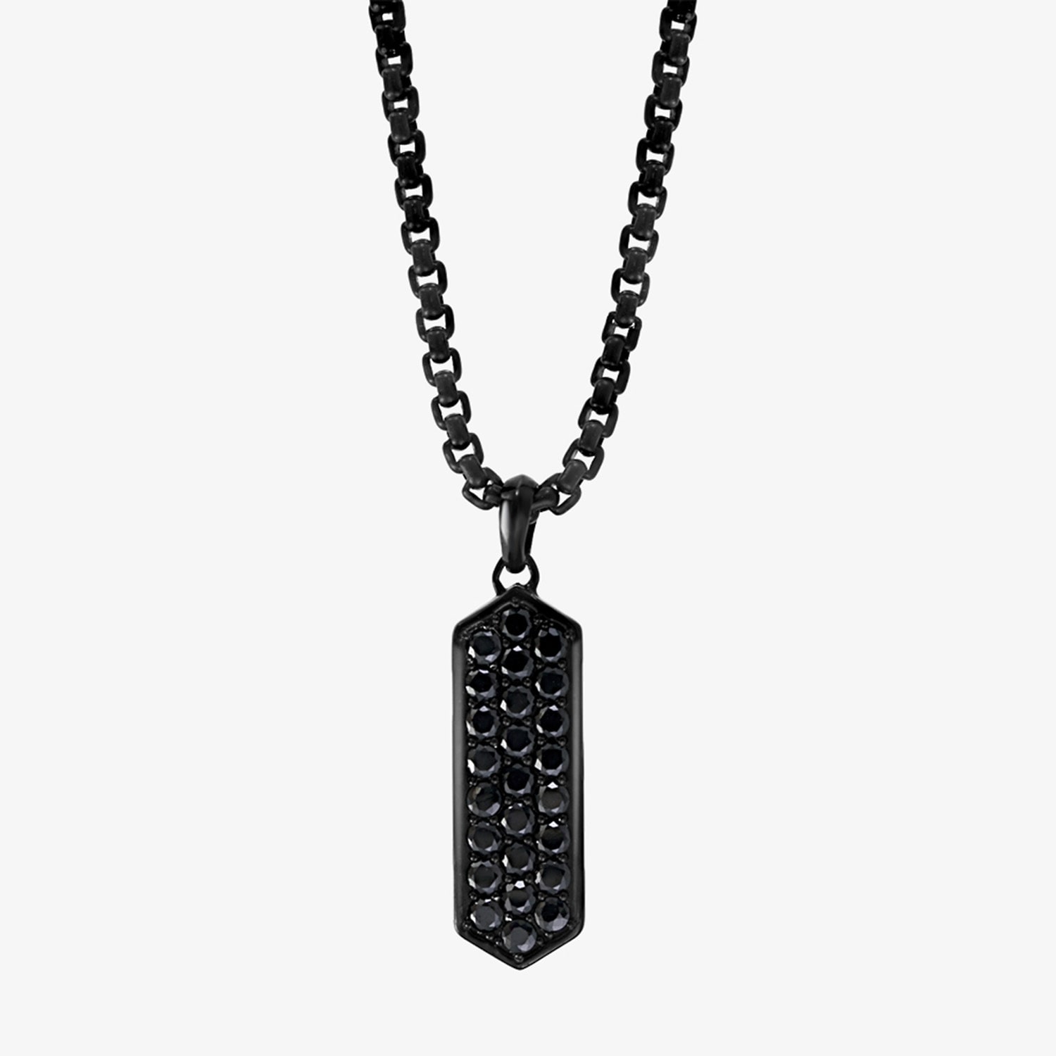 Effy Final Call Limited Quantities! Mens Genuine Black Spinel Sterling Silver Dog Tag 24 Inch Pendant Necklace